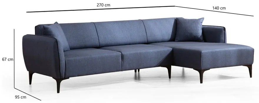 Colțar albastru Belissimo, colț pe partea dreaptă – Balcab Home