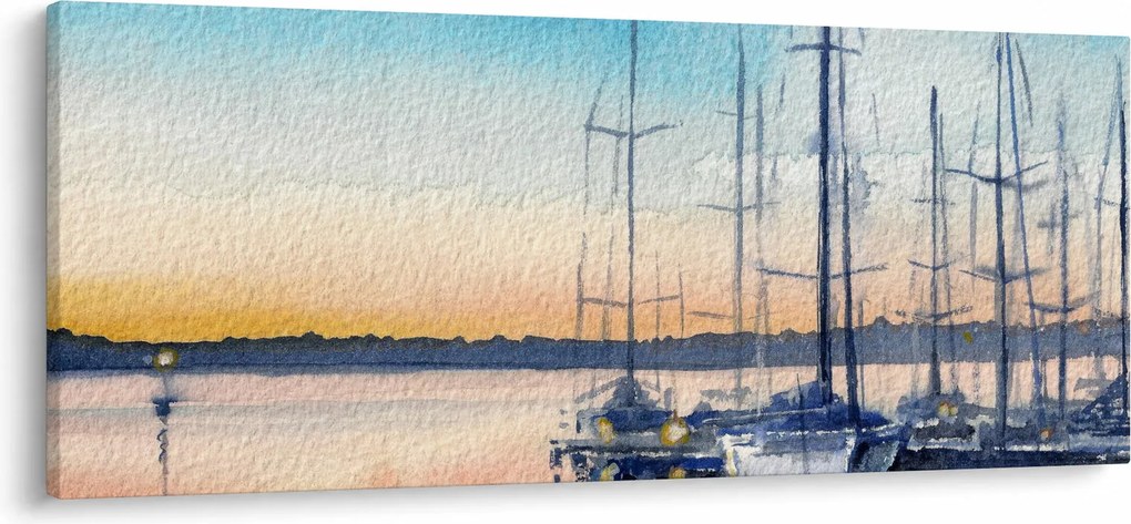 Tablou - Plimbare cu barca, aquarel (120x50 cm)