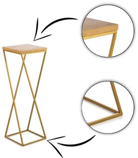 Suport pentru flori LOFT 70x24 cm auriu/maro