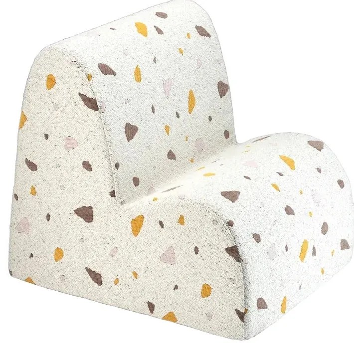 Fotoliu de copii alb cu tapițerie din țesătură bouclé/cu tapițerie din chenille Terrazzo Cloud – Wigiwama