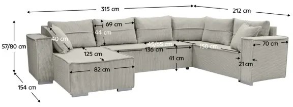 Colțar extensibil universal în formă de U LONDON, bej