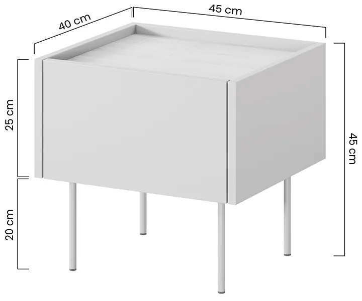 Noptieră cu sertar Desin 45 1S - cașmir / Stejar nagano