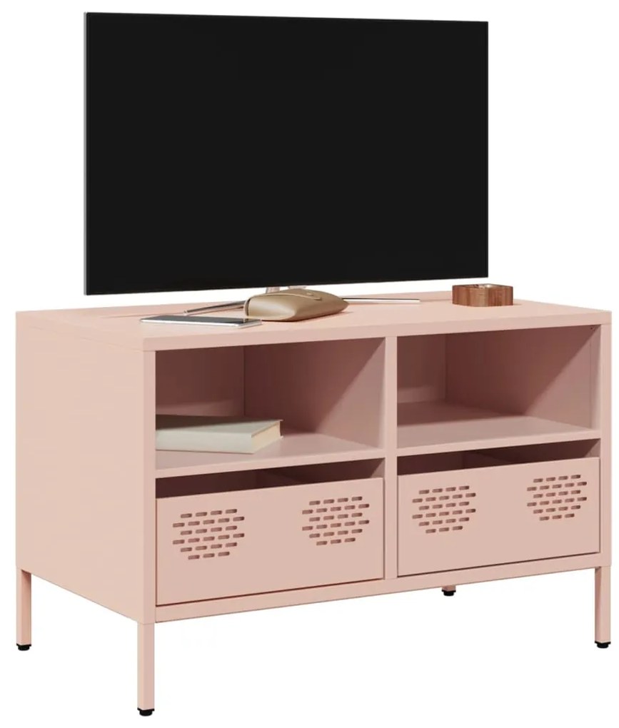 851317 vidaXL Dulap TV, roz, 68x39x43,5 cm, oțel laminat la rece