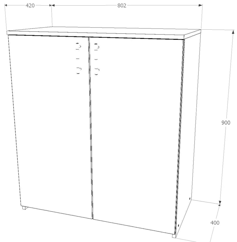 Comoda Creta, 2 Usi, Alb, 80 x 42 x 90 cm