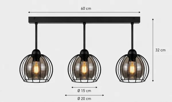 Lustră aplicată SOLO BLACK 3xE27/60W/230V
