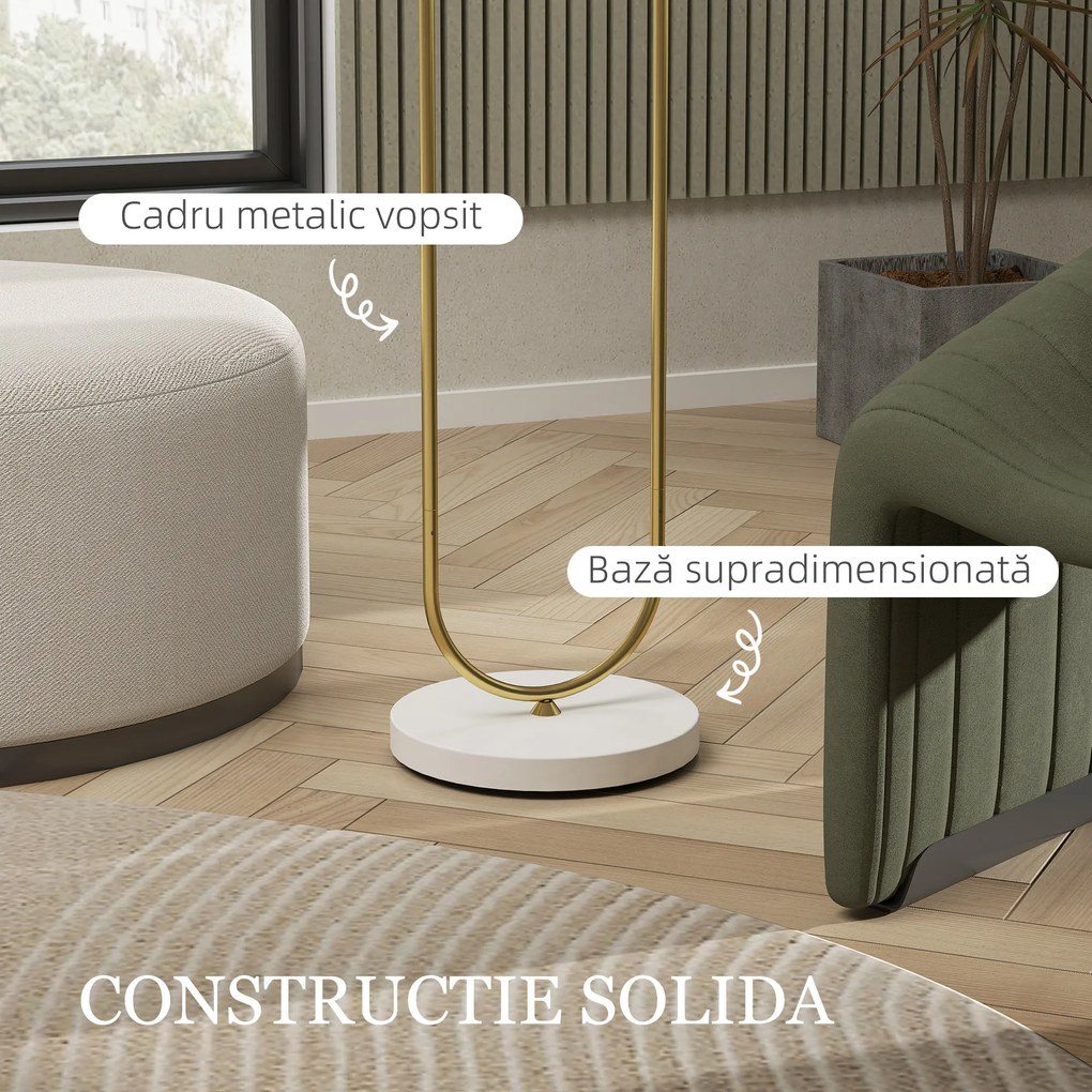 HOMCOM Lampă de Podea cu Comutator Pedală și Abajur Textil Auriu | Aosom Romania