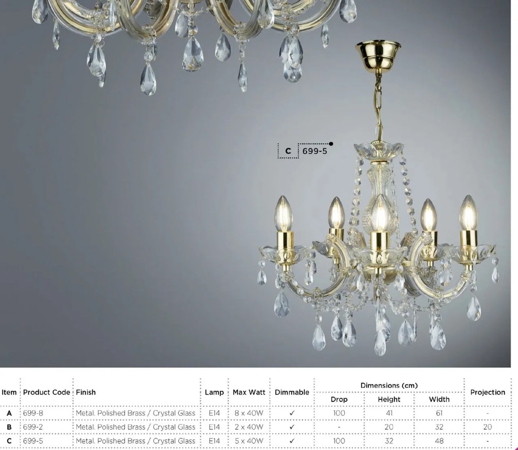 Candelabru elegant design clasic Marie Theresea 5L 699-5 SRT