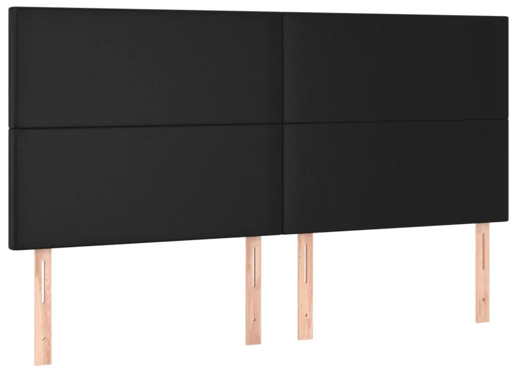 Cadru de pat cu tablie, negru, 200x200 cm, piele ecologica Negru, 200 x 200 cm, Design simplu