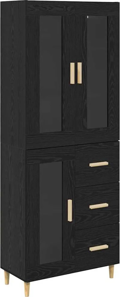 vidaXL Bufet cu sertar Stejar Negru 69,5 x 34 x 180 cm Lemn compozit