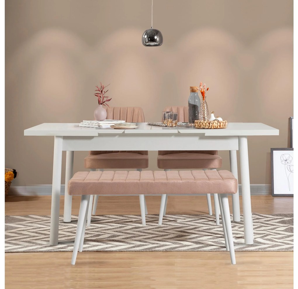 Set mobilier sufragerie Dobuse 2 (alb + piatră) (pentru 4 persoane). 1093786