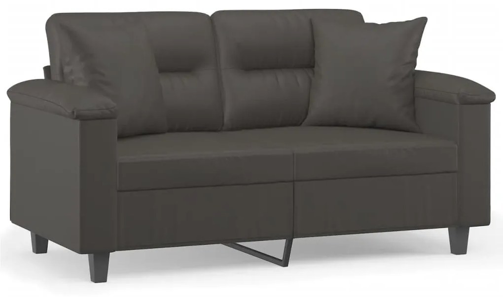 3153296 vidaXL Canapea cu 2 locuri, perne&pernuțe gri 120 cm piele ecologică