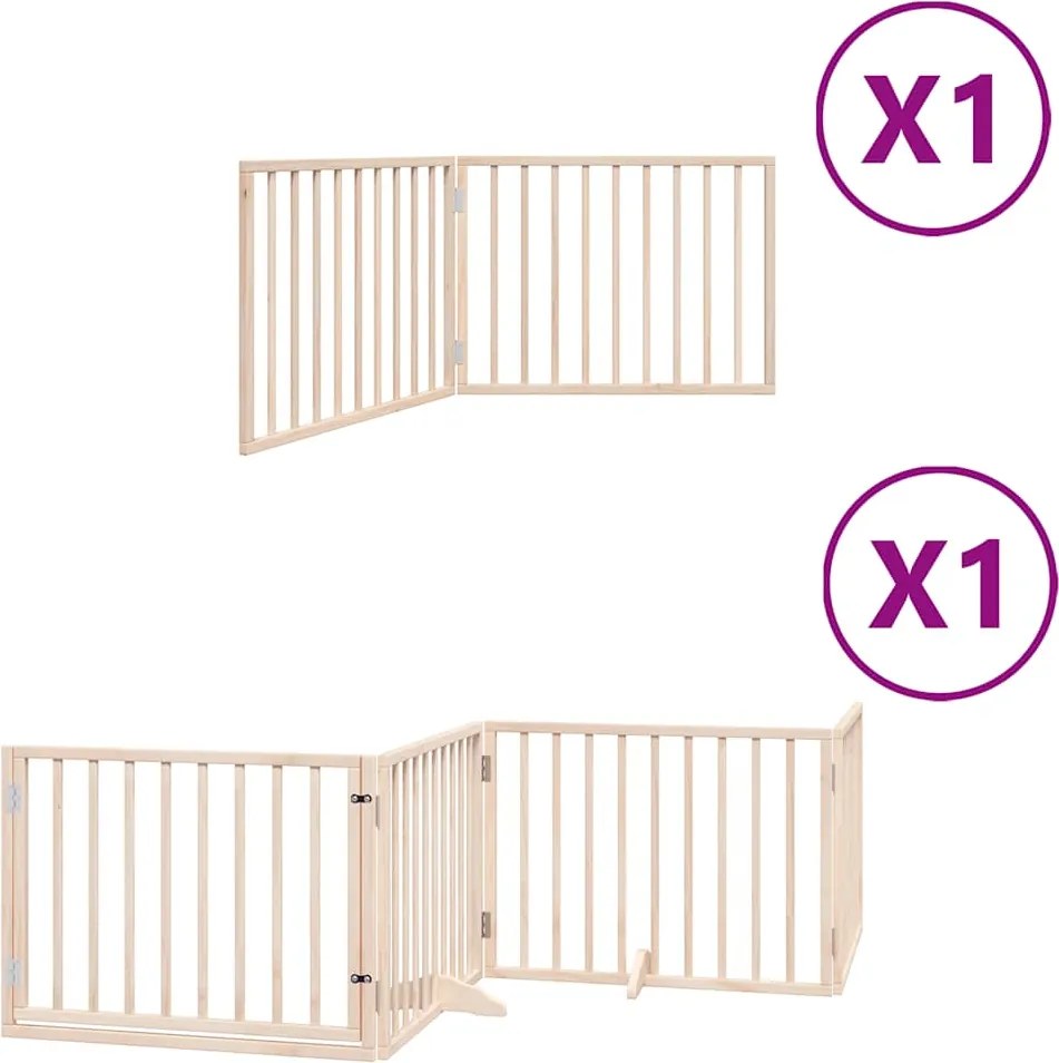 vidaXL Poartă de câini pliabilă cu ușă, 6 panouri, 480 cm, lemn plop