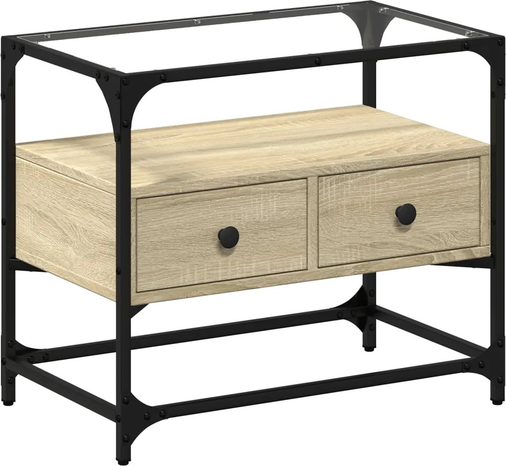 vidaXL Dulap TV blat sticlă, stejar sonoma, 60x35x51 cm lemn prelucrat