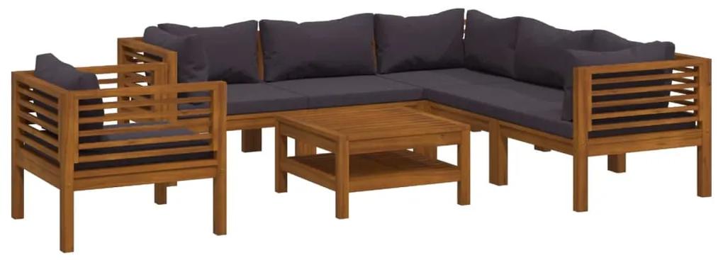 3086906 vidaXL Set mobilier grădină cu perne, 7 piese, lemn masiv de acacia