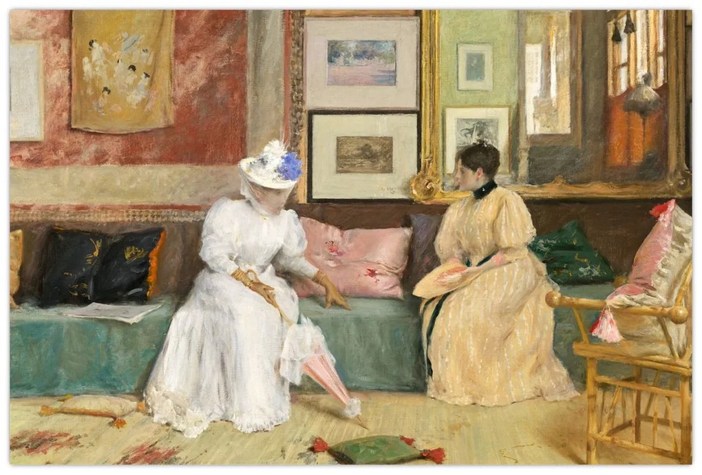Tablou - William Merritt Chase, A Friendly Call, reproducere (90x60 cm)