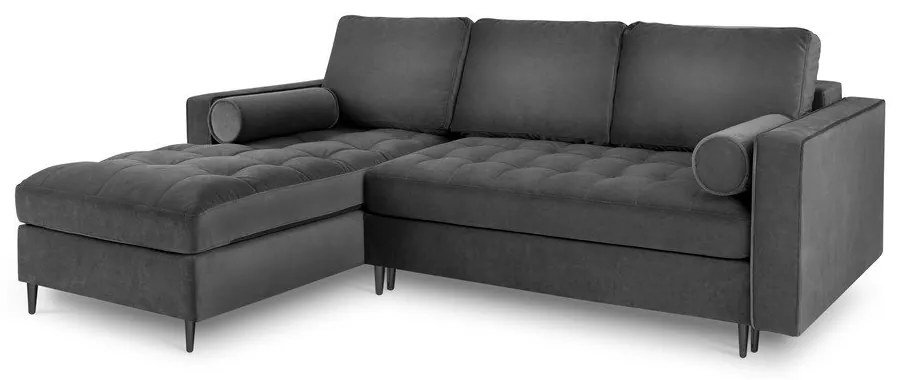 Colțar extensibil din catifea cu șezlong stânga Milo Casa Santo, gri închis