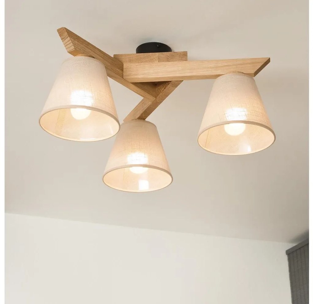 Lustr ANTONIO 3xE14/40W/230V, montaj plafon, stejar