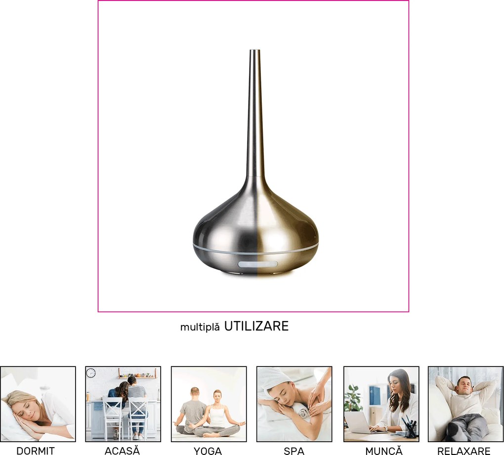 Difuzor aromaterapie, argintiu, HASO