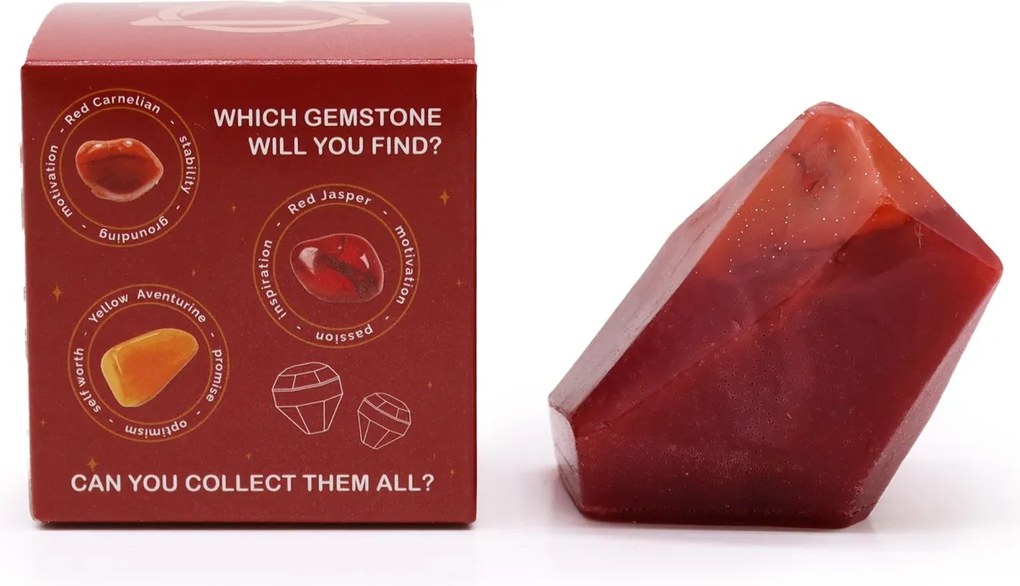 Sapun artizanal cu cristal in interior Elemental - Foc (carneol, aventurin galben, jasp)