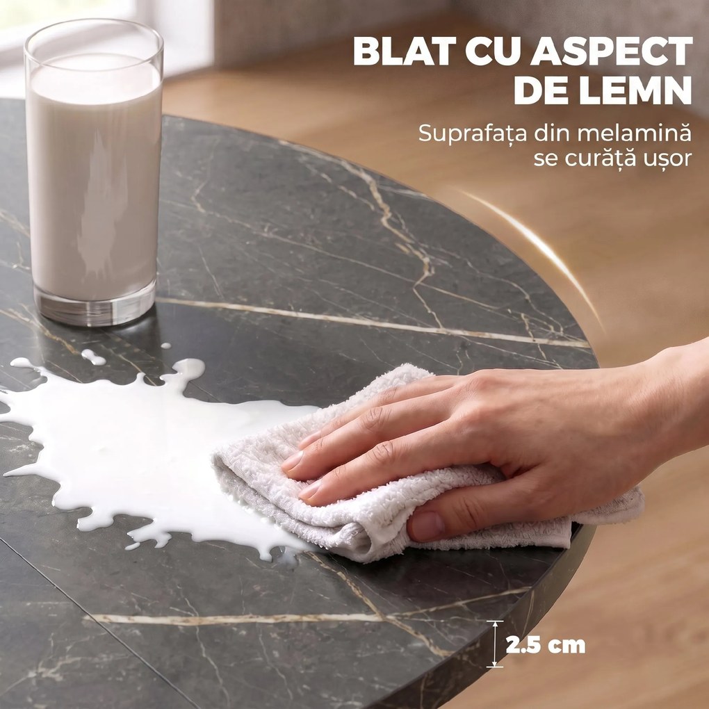 HOMCOM Masă de Sufragerie Extensibilă pentru 4-6 Persoane cu Picior în Formă de X, Negru | Aosom Romania
