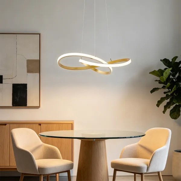 Brilagi - LED cu dimmer. Lampă suspendată pe cablu INFINITY LED/55W/230V 50x50 cm, finisaj auriu + telecomandă