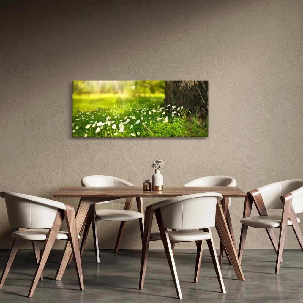 Tablou cu poiana și flori (120x50 cm)