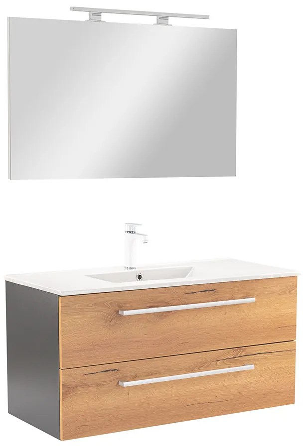 Mobilier complet de baie Vario Clam 100 antracit-stejar