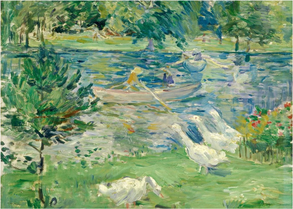 Tablou pe sticlă - Berthe Morisot, Girl in a Boat with Geese, reproducere (70x50 cm)