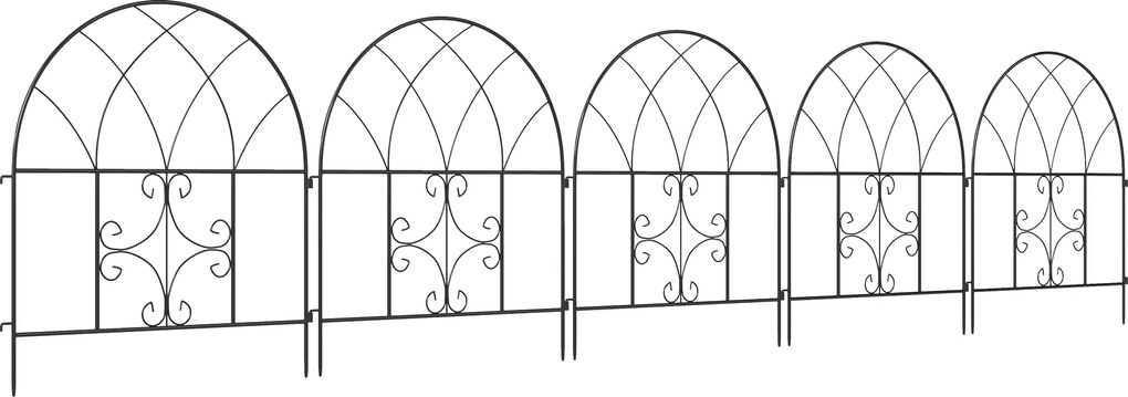 Outsunny Gard de grădină Gard Oțel 300 cm x 70 cm înălțime Gard decorativ din grilaj Set elemente de gard Negru | Aosom Romania