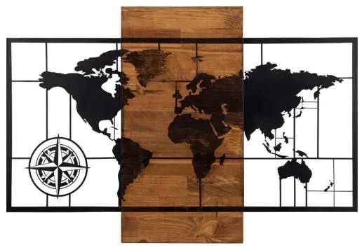 Decorațiune de perete 58x85 cm lemn/metal hartă