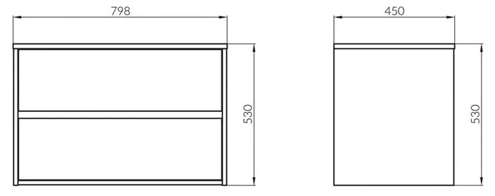 Mobilier suspendat Cersanit, Crea, pentru lavoar pe blat, 80 cm, gri