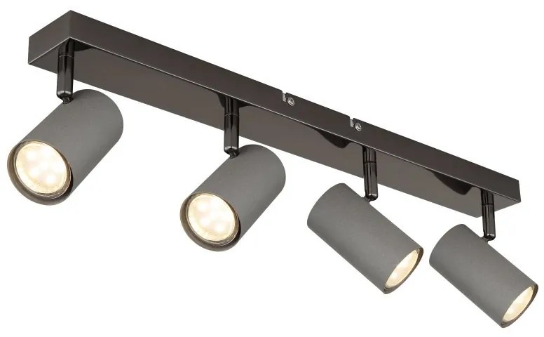 Plafoniera cu 4 spoturi directionabile metal negru gri ROBBY