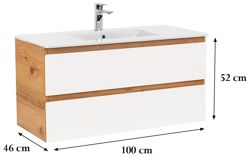 Dulap inferior Vario Forte 100 cu lavoar stejar-alb