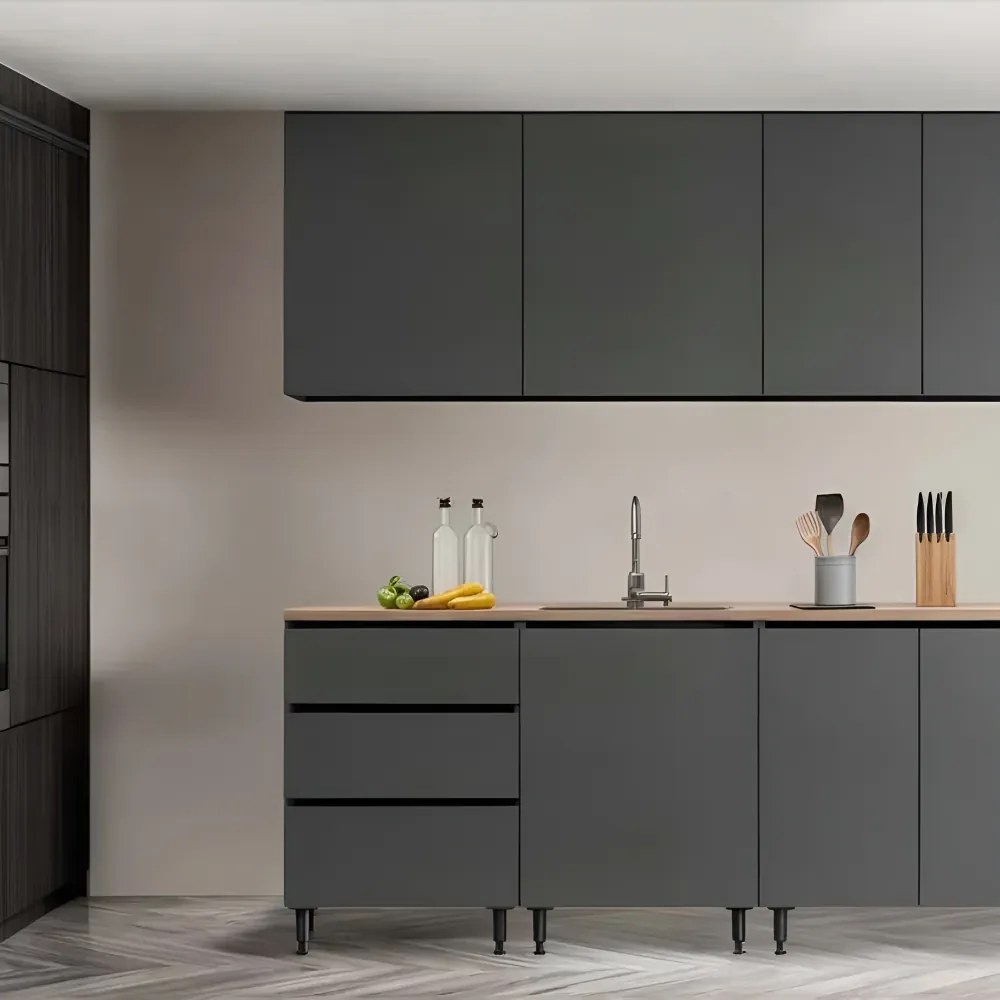 Mobilier de bucătărie, 2 m, grafit, ASTI