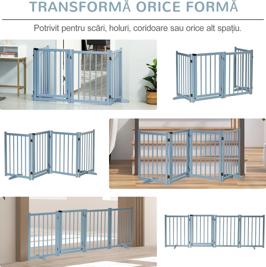 PawHut Poartă de Siguranță Pliabilă pentru Câini Talie Mică/Medie 237.5x36x80 cm Gri | Aosom Romania