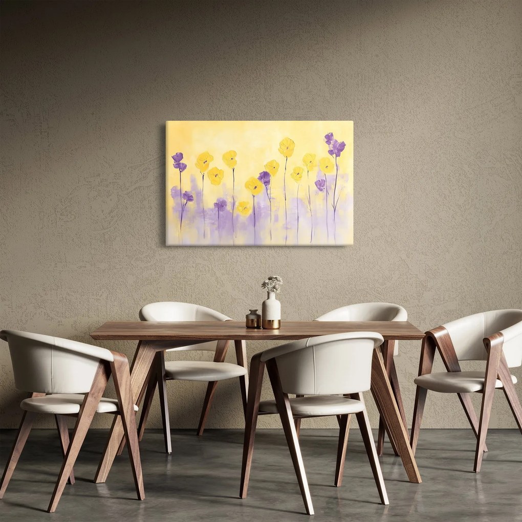 Tablou - Flori mov și galbene (90x60 cm)