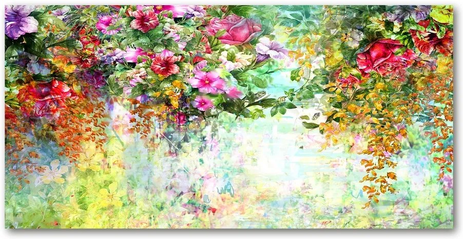Tablou din Sticlă Flori multi-colorate