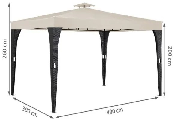 Deuba Pavilion ratan 3x4 m - crem