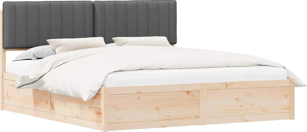 vidaXL Cadru de pat cu tăblie tapițată Gri închis 180 x 200 cm