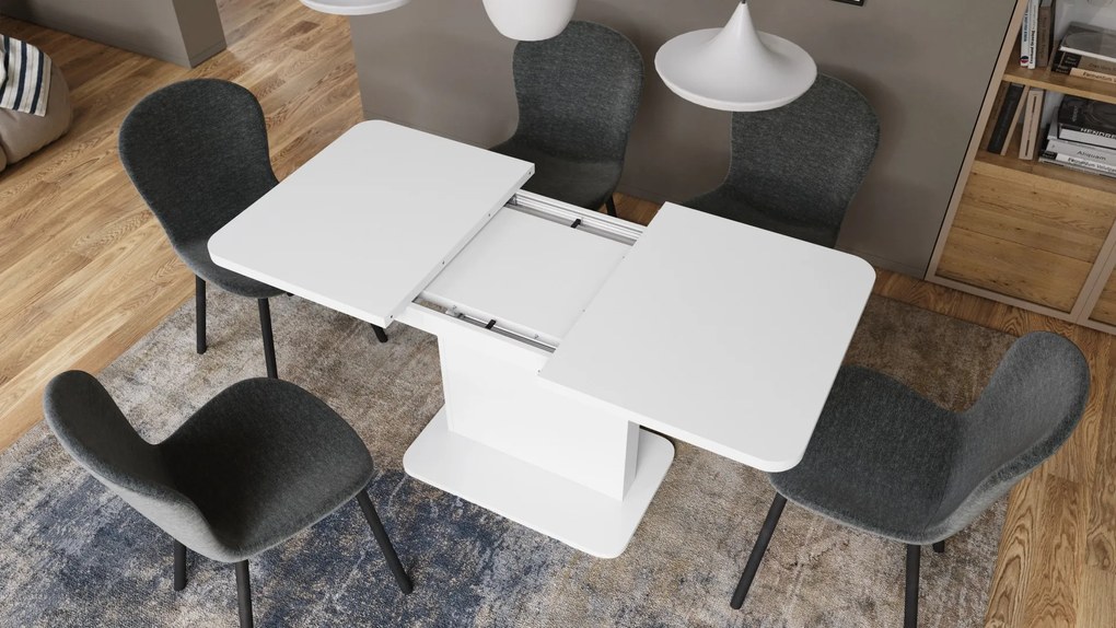Mazzoni ASTON MINI-Z Alb Mat - MĂSUȚĂ DE CAFEA MODERNĂ EXTENSIBILĂ REGLABILĂ PE ÎNĂLȚIME MASĂ TRANSFORMABILĂ