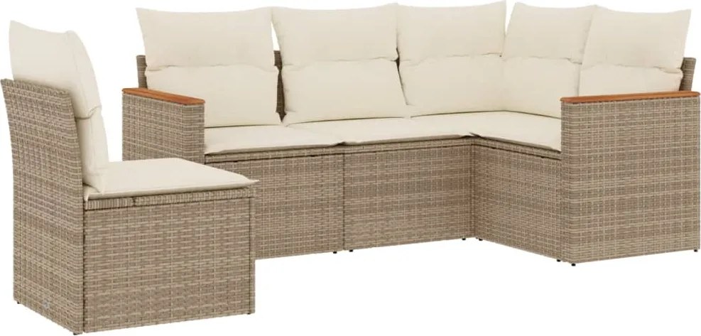 vidaXL Set canapele de grădină cu perne, 5 piese, bej, poliratan