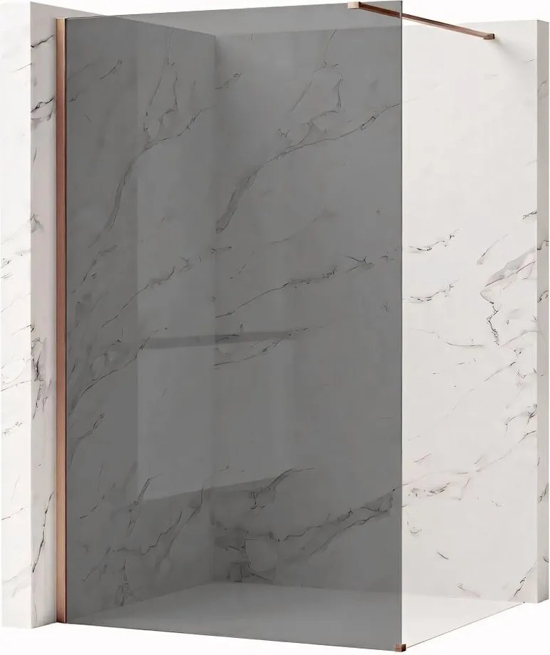 Paravan de dus fumuriu Rea Flexi Grey 90 cm cupru periat