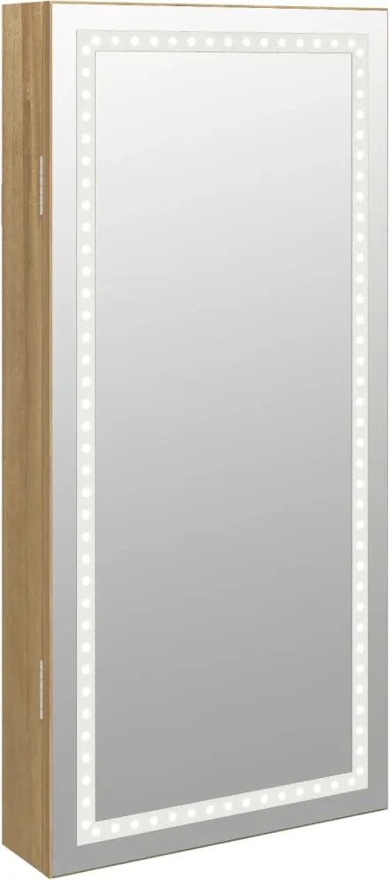 vidaXL Dulap de bijuterii cu oglindă și lumini LED, montaj pe perete