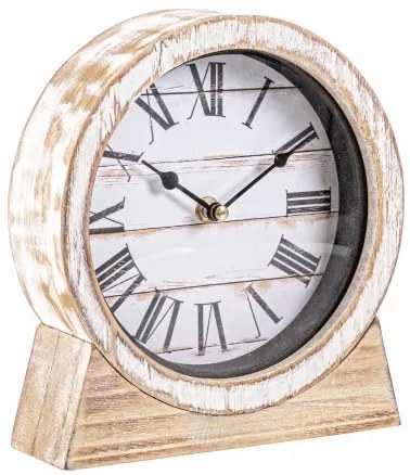 Ceas de masa Ticking Q26 Natural / Alb Antichizat, L20xl6xH22 cm