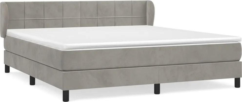 vidaXL Pat box spring cu saltea, gri deschis, 180x200 cm, catifea