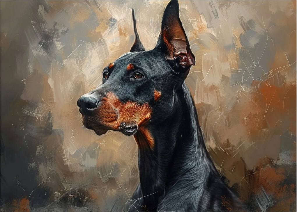 Tablou pe sticlă - Portretul lui Dobrman (70x50 cm)
