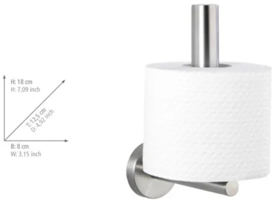 WENKO 19613100 - Suport pentru hârtie igienică BOSIO MATT, 8 x 18 cm, oțel inoxidabil, argintiu