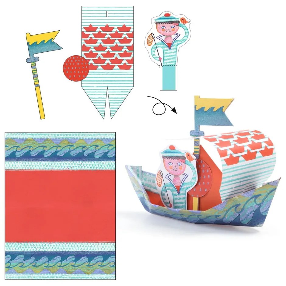 Set origami din hârtie impermeabilă cu accesorii Djeco Boats