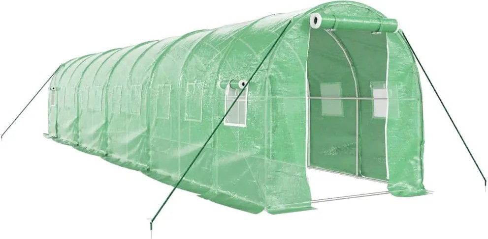 vidaXL Seră cu cadru din oțel, verde, 20 m², 10x2x2 m