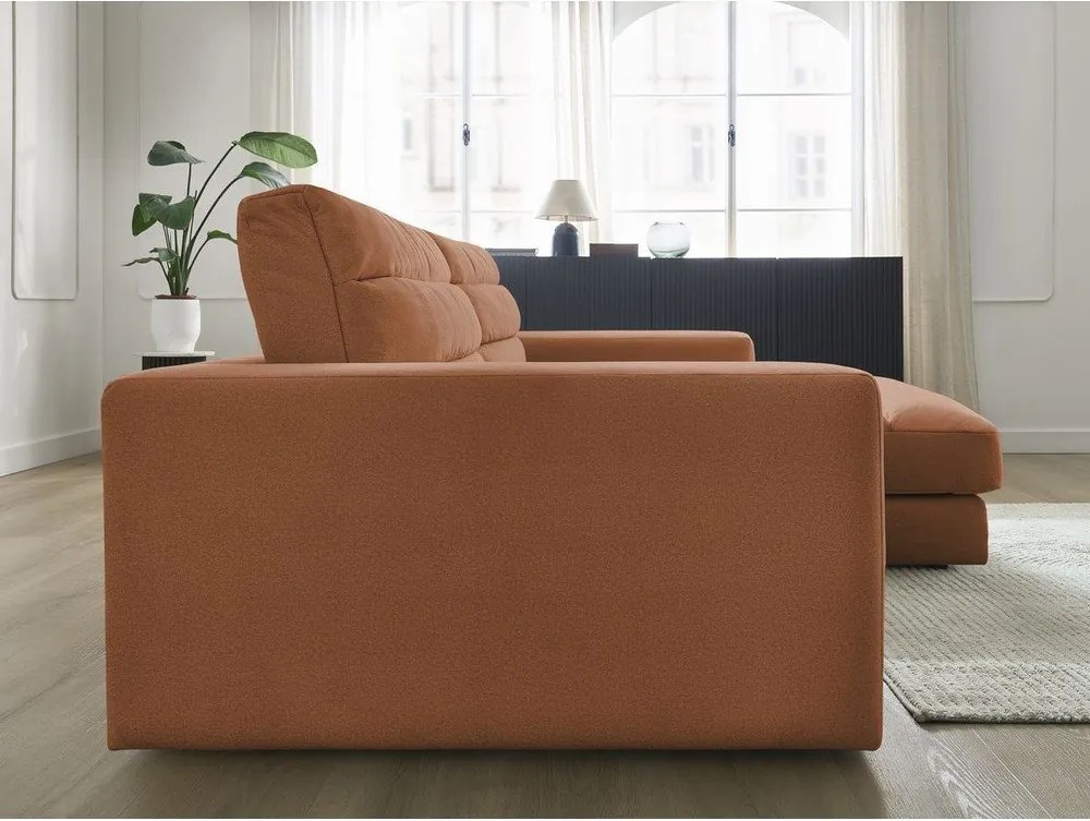 Colțar portocaliu cu tapițerie din catifea (cu colț pe partea dreaptă/cu șezlong) Sierra – Bobochic Paris